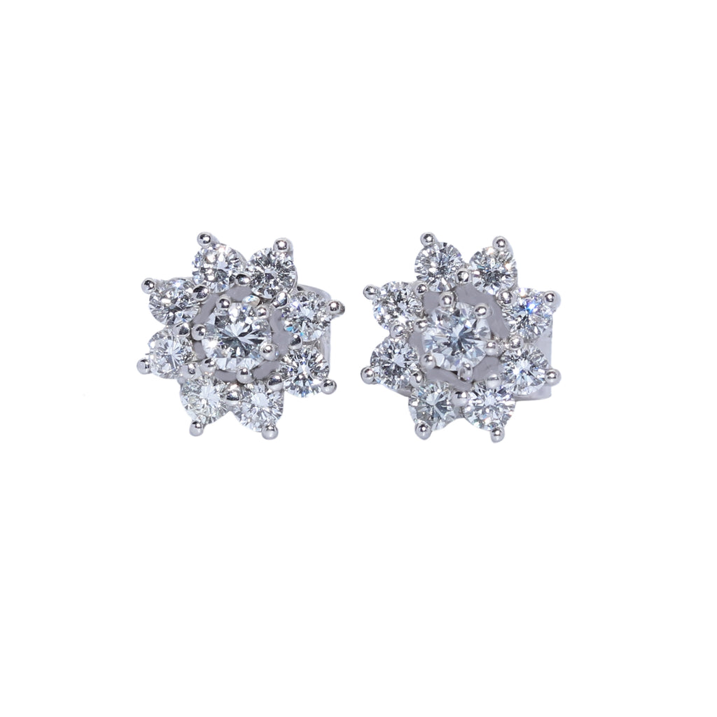 PENDIENTES ORO BLANCO ROSETON CON BRILLANTES