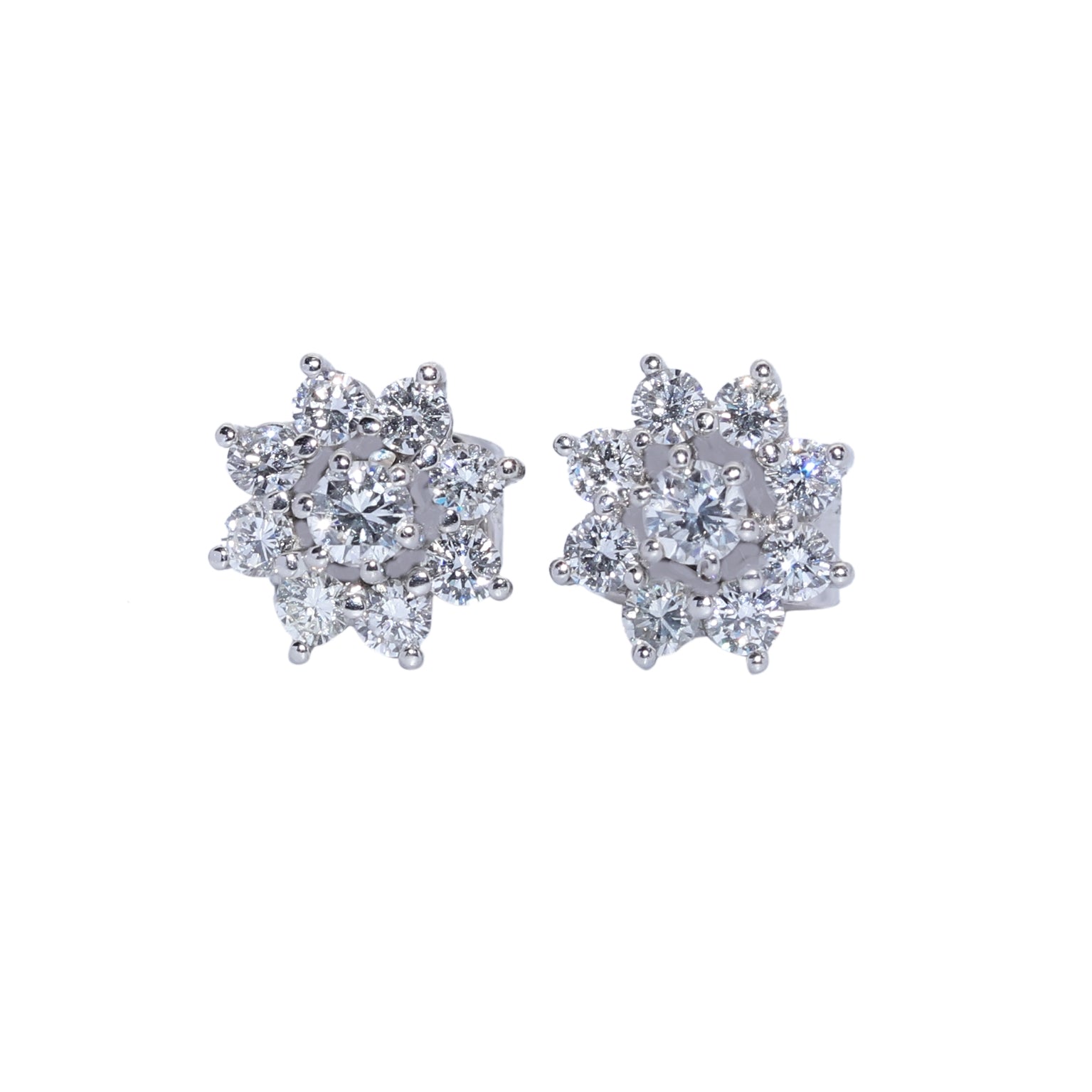 PENDIENTES ORO BLANCO ROSETON CON BRILLANTES