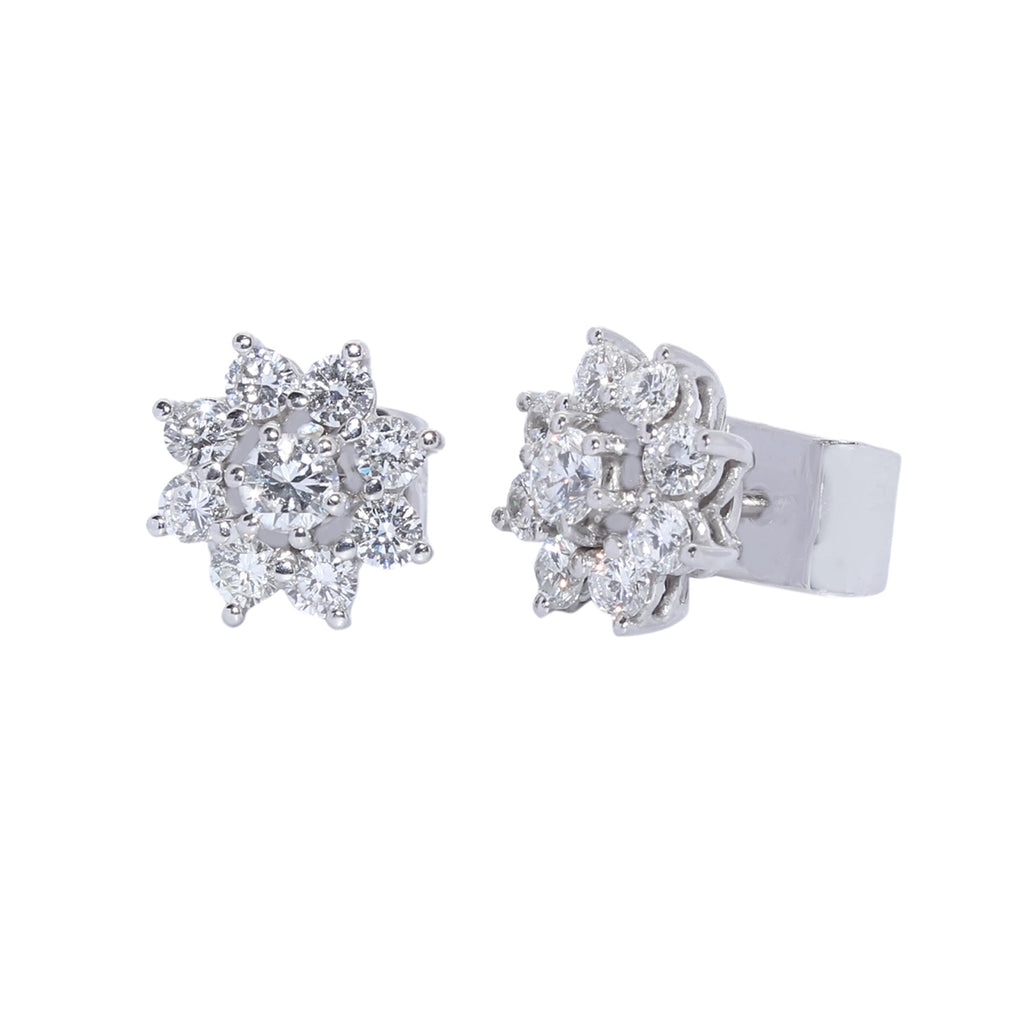 PENDIENTES ORO BLANCO ROSETON CON BRILLANTES