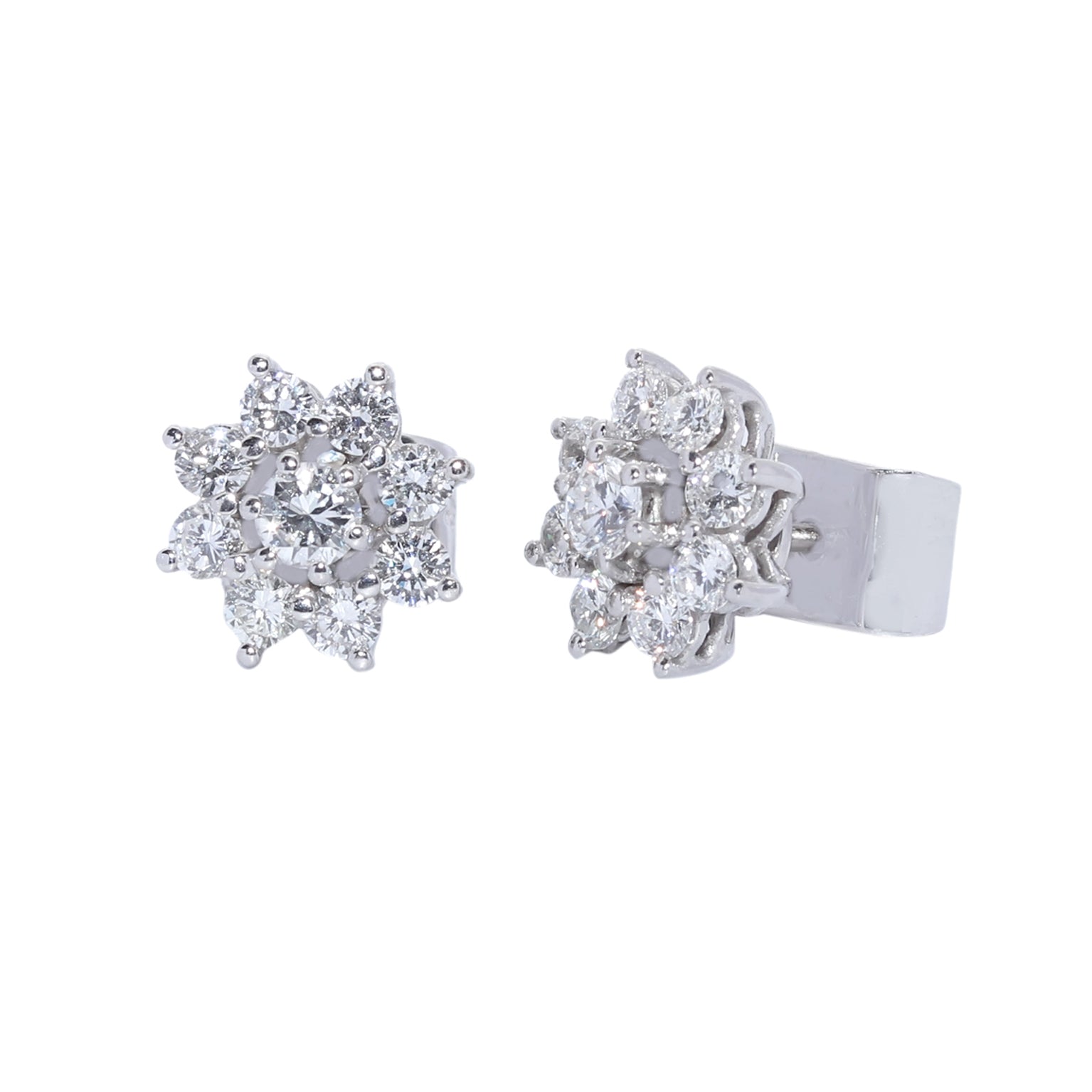 PENDIENTES ORO BLANCO ROSETON CON BRILLANTES