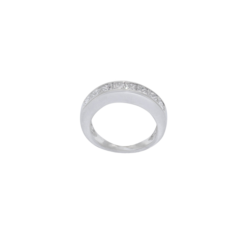 ANILLO ORO BLANCO 8 DIAMANTES PRINCESA