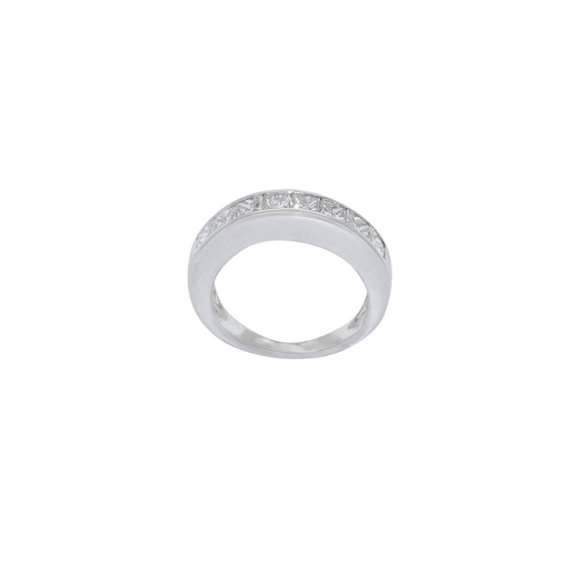 ANILLO ORO BLANCO 8 DIAMANTES PRINCESA
