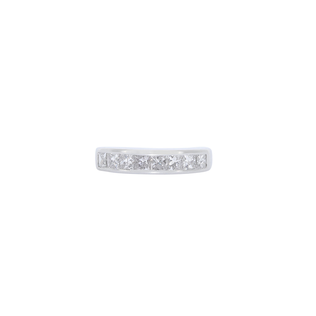ANILLO ORO BLANCO 8 DIAMANTES PRINCESA