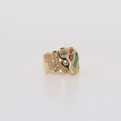 ANILLO BRILLANTES RUBIS Y ESMERALDAS