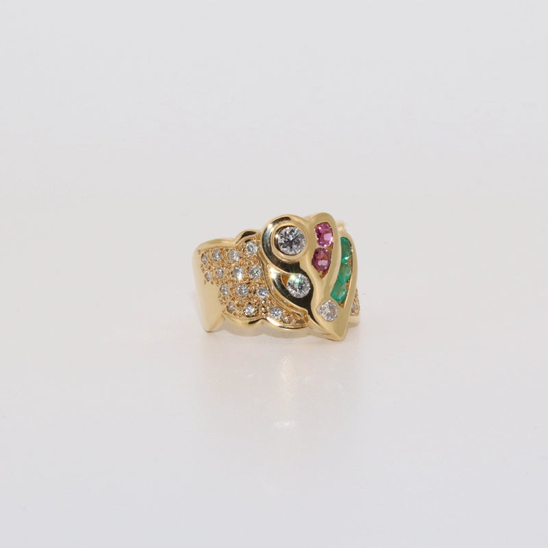 ANILLO BRILLANTES RUBIS Y ESMERALDAS