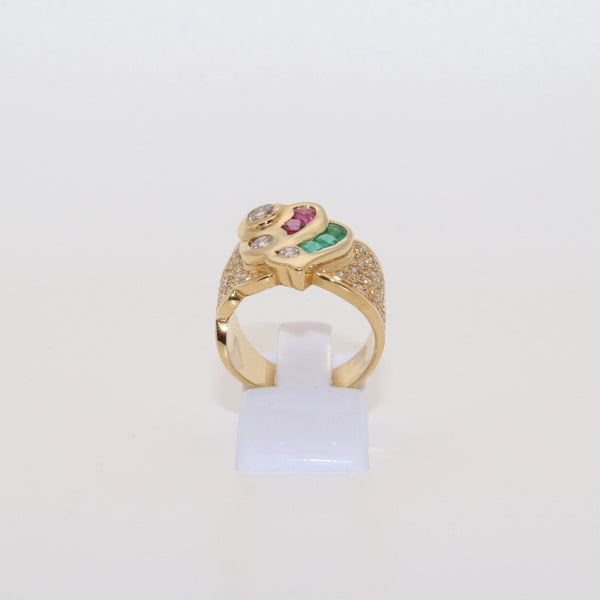 ANILLO BRILLANTES RUBIS Y ESMERALDAS