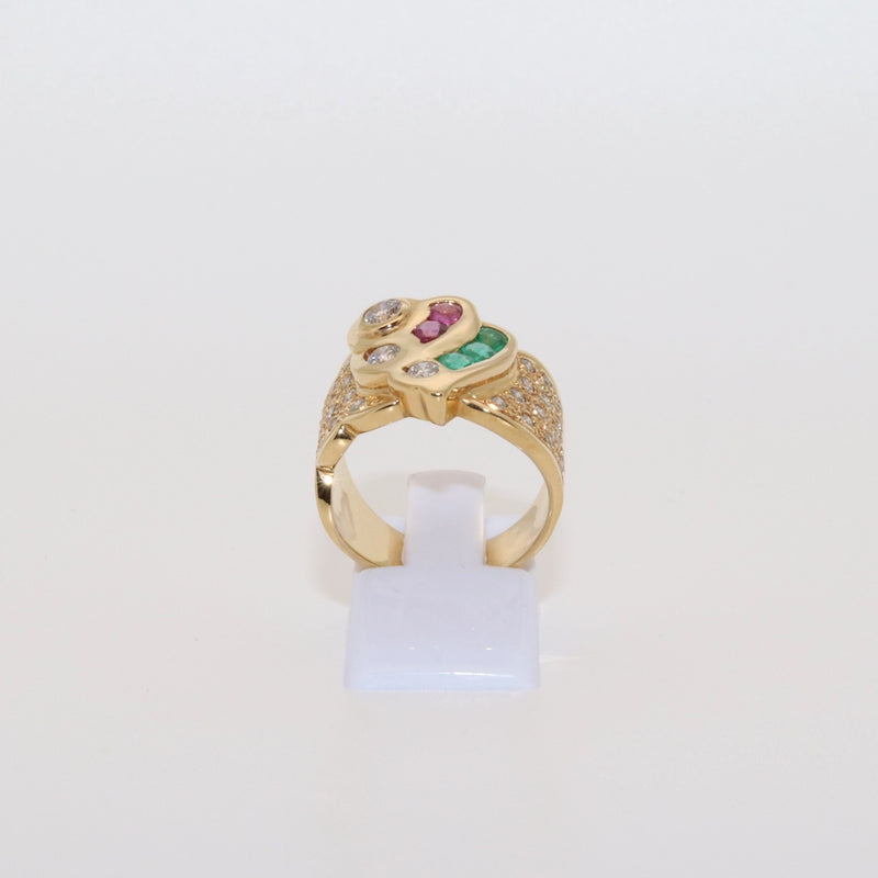 ANILLO BRILLANTES RUBIS Y ESMERALDAS
