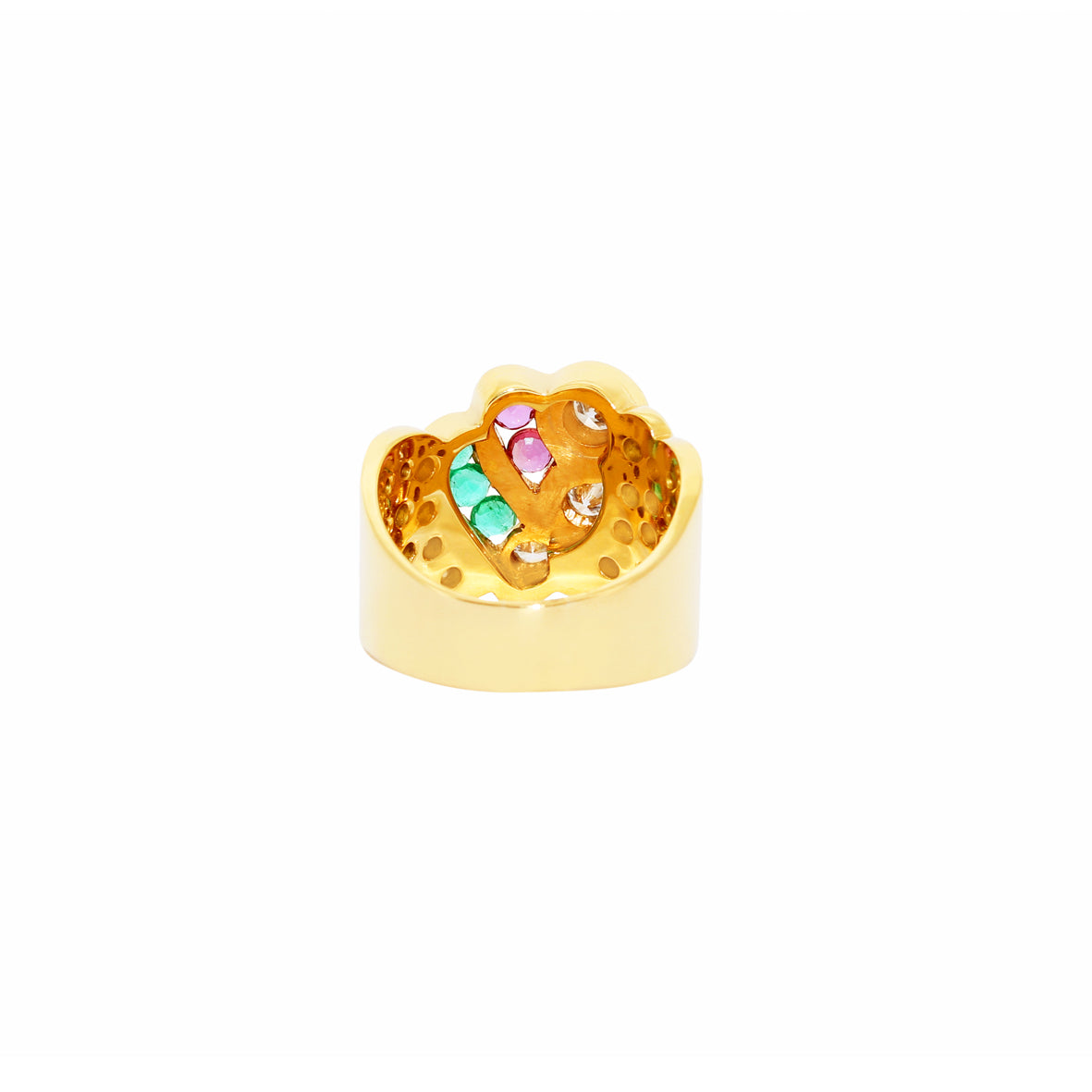 ANILLO CON BRILLANTES RUBIES Y ESMERALDAS