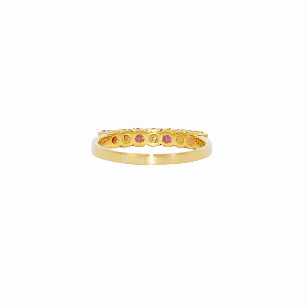 ANILLO 4 RUBIES Y 3 BRILLANTES