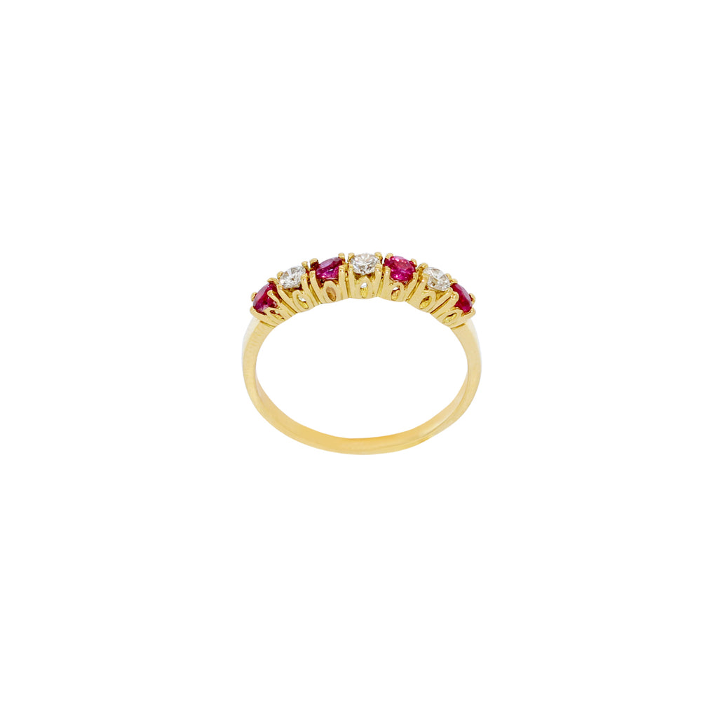 ANILLO 4 RUBIES Y 3 BRILLANTES
