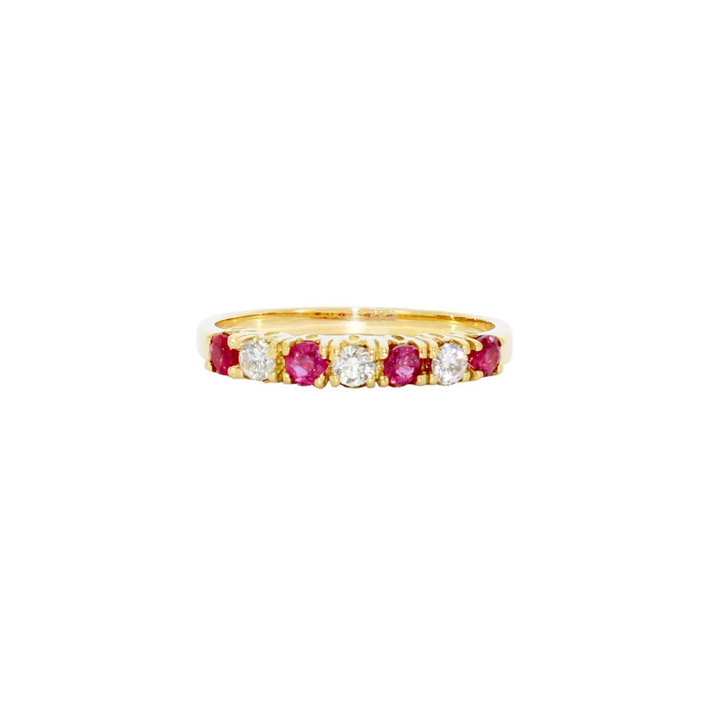 ANILLO 4 RUBIES Y 3 BRILLANTES