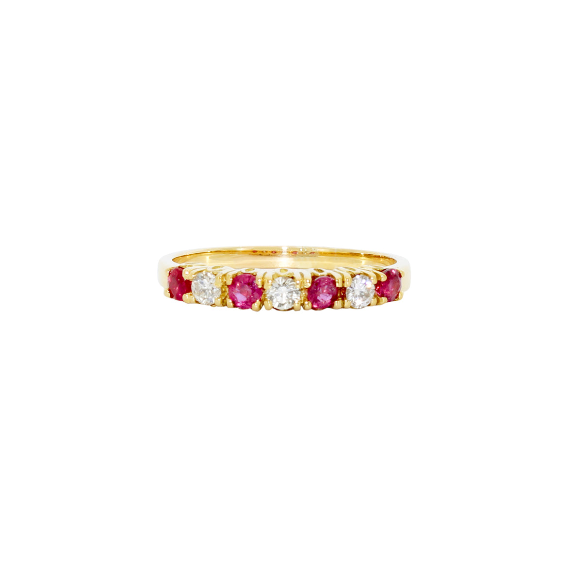 ANILLO 4 RUBIES Y 3 BRILLANTES