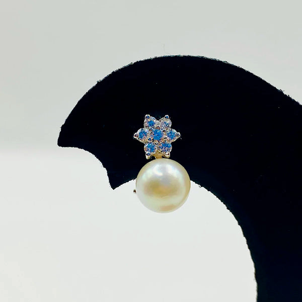 PENDIENTES ORO BLANCO PERLA Y CIRCONITA