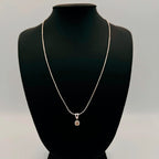 COLLAR ORO BLANCO COLA DE RATON Y COLGANTE BRILLANTE