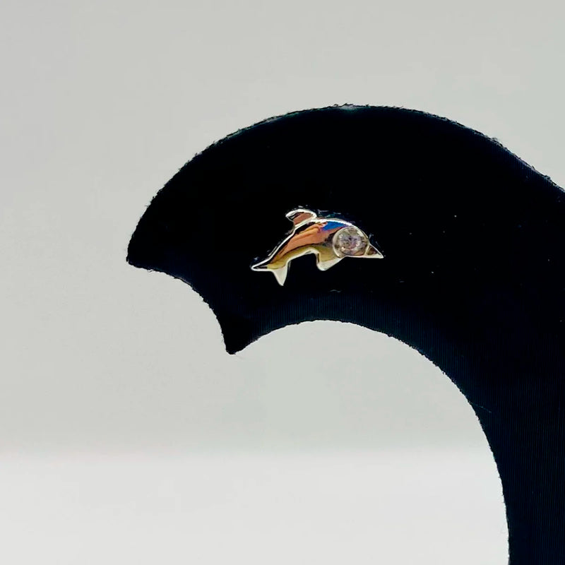 PENDIENTES DELFIN ORO BLANCO CON BRILLANTE