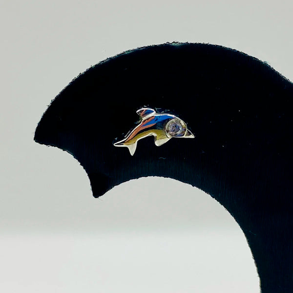 PENDIENTES DELFIN ORO BLANCO CON BRILLANTE