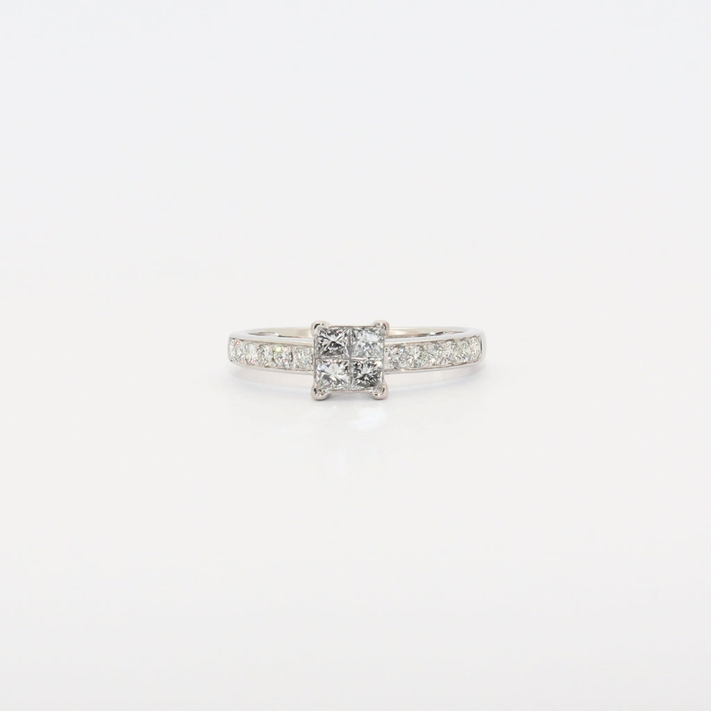 SOLITARIO ORO BLANCO CON DIAMANTES