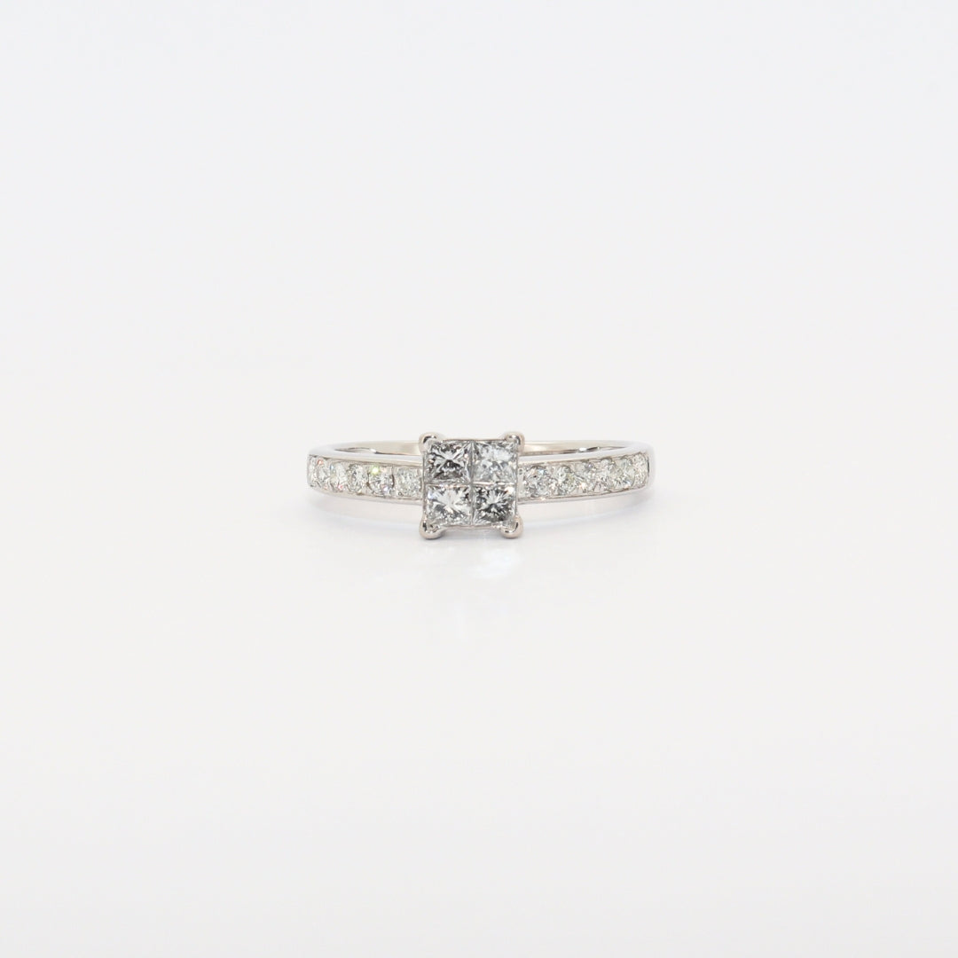 SOLITARIO ORO BLANCO CON DIAMANTES