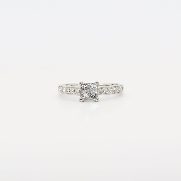 SOLITARIO ORO BLANCO CON DIAMANTES