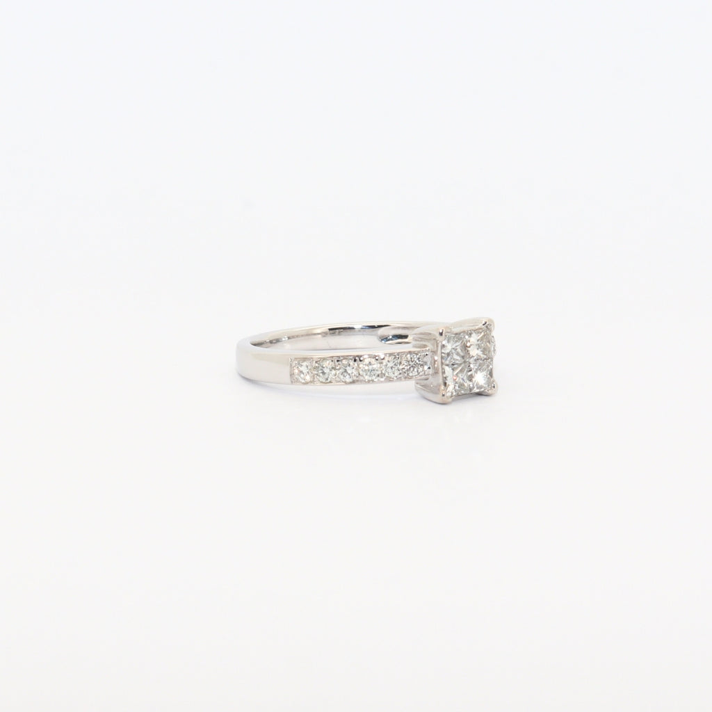 SOLITARIO ORO BLANCO CON DIAMANTES