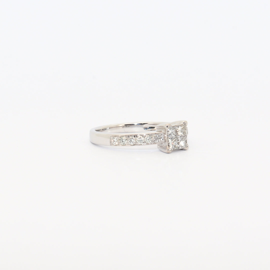 SOLITARIO ORO BLANCO CON DIAMANTES