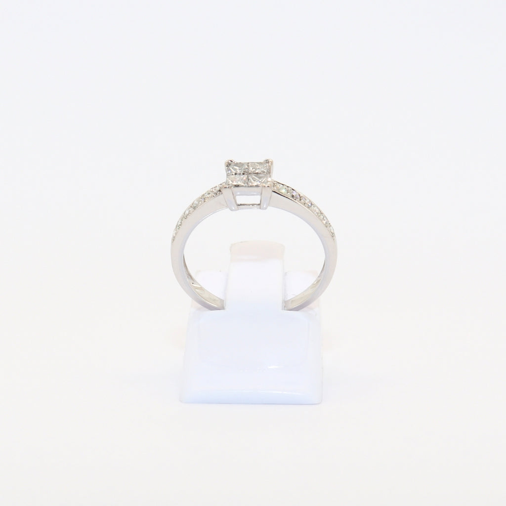 SOLITARIO ORO BLANCO CON DIAMANTES