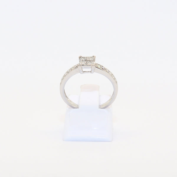 SOLITARIO ORO BLANCO CON DIAMANTES