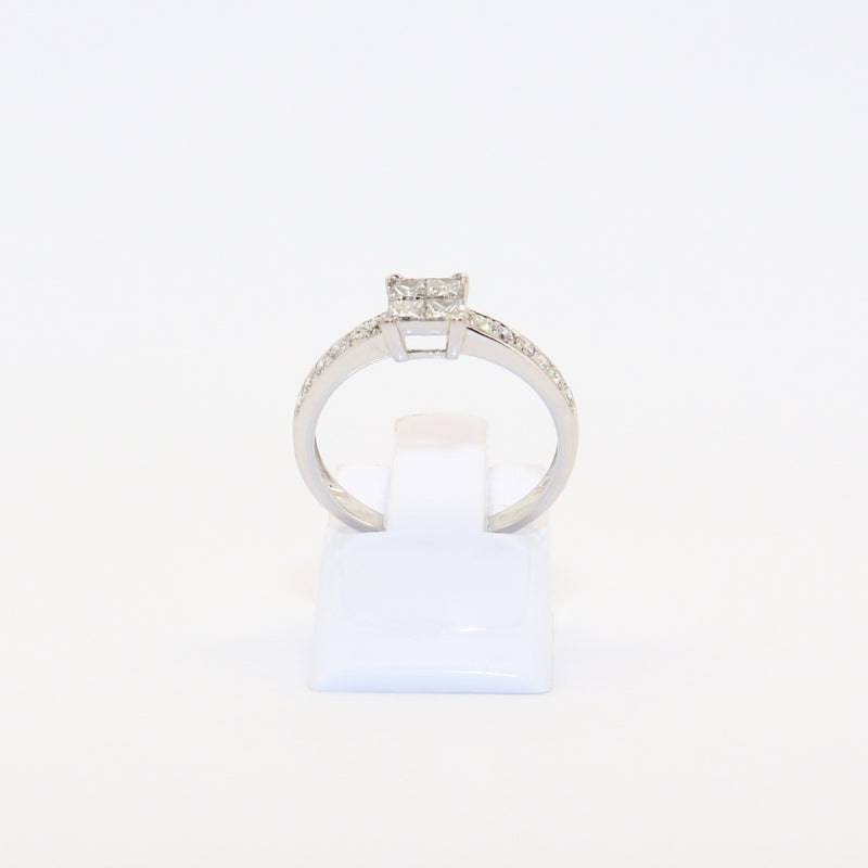 SOLITARIO ORO BLANCO CON DIAMANTES
