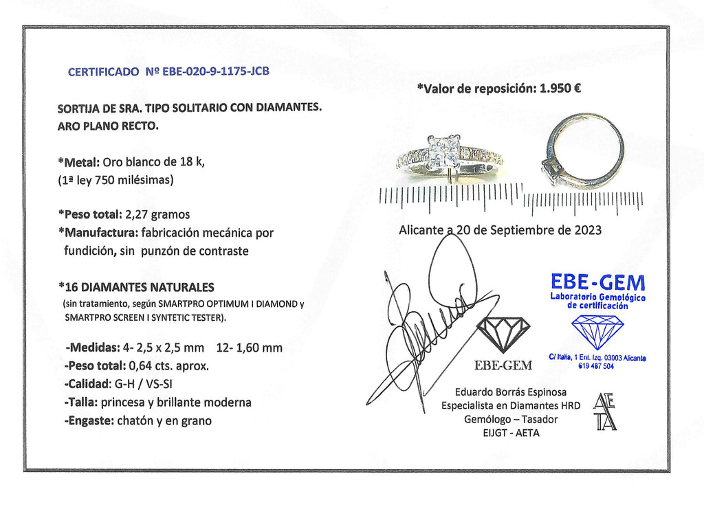 SOLITARIO ORO BLANCO CON DIAMANTES