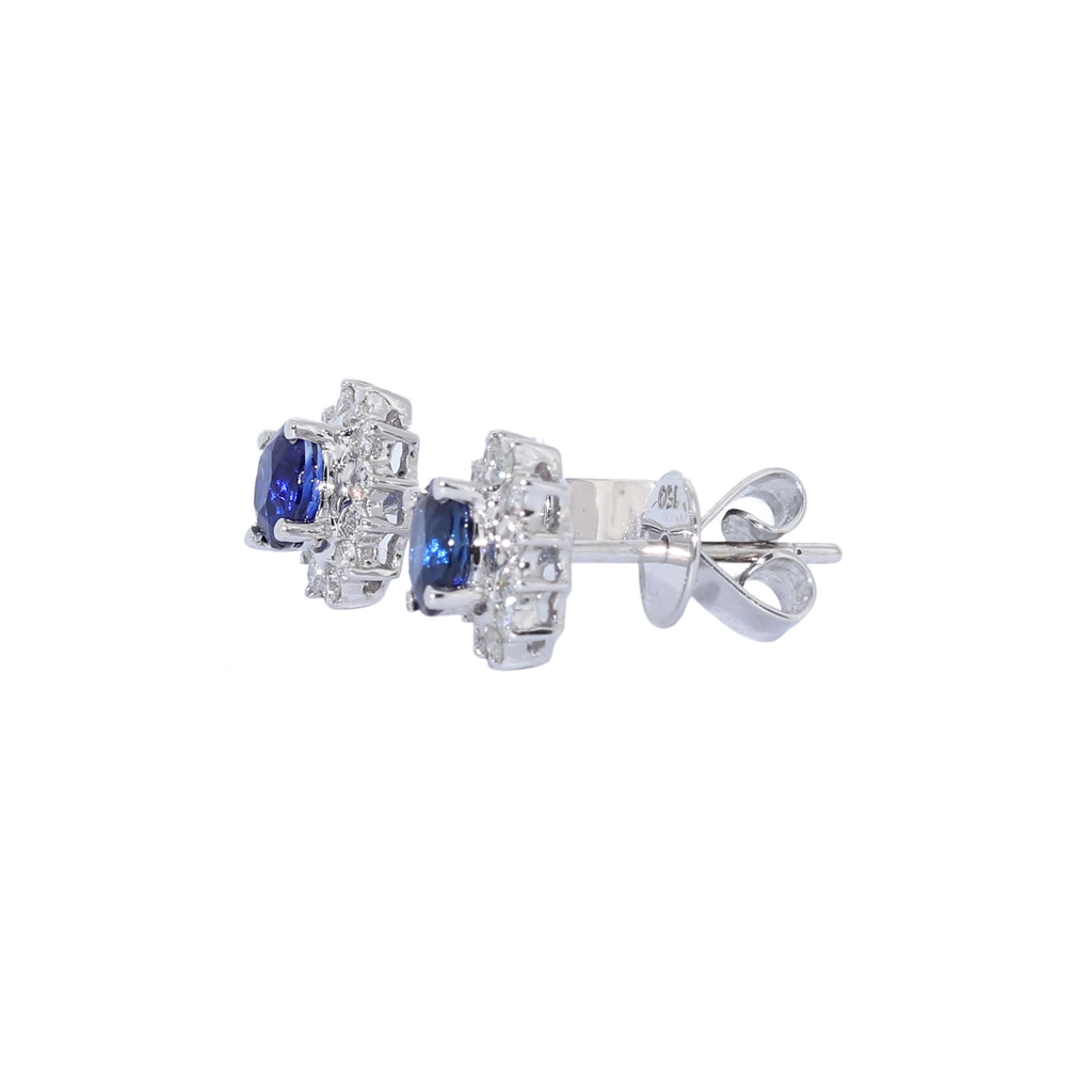 PENDIENTES ORO BLANCO ZAFIRO Y BRILLANTES