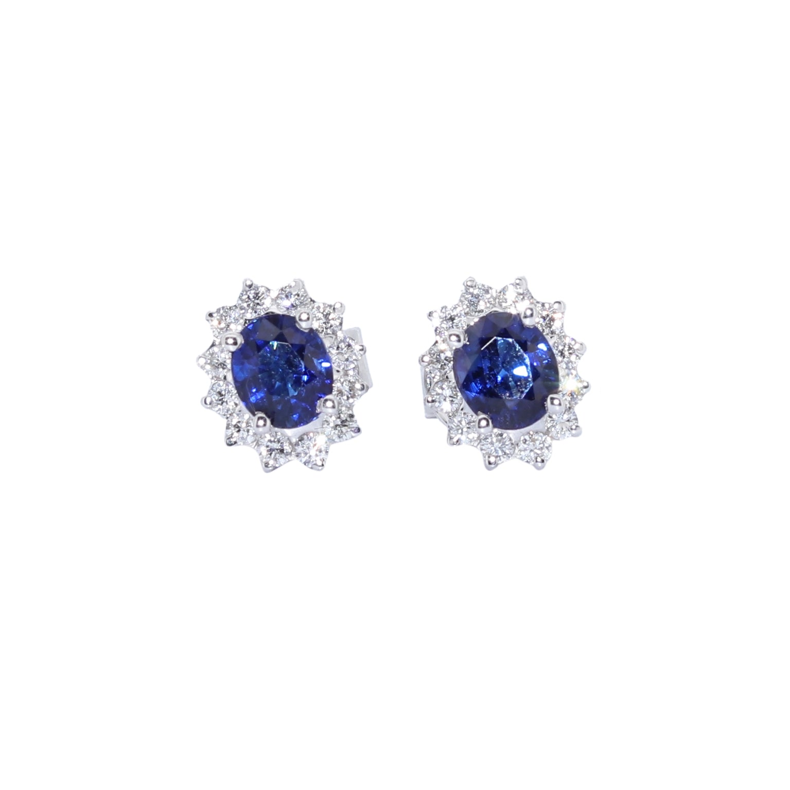 PENDIENTES ORO BLANCO ZAFIRO Y BRILLANTES