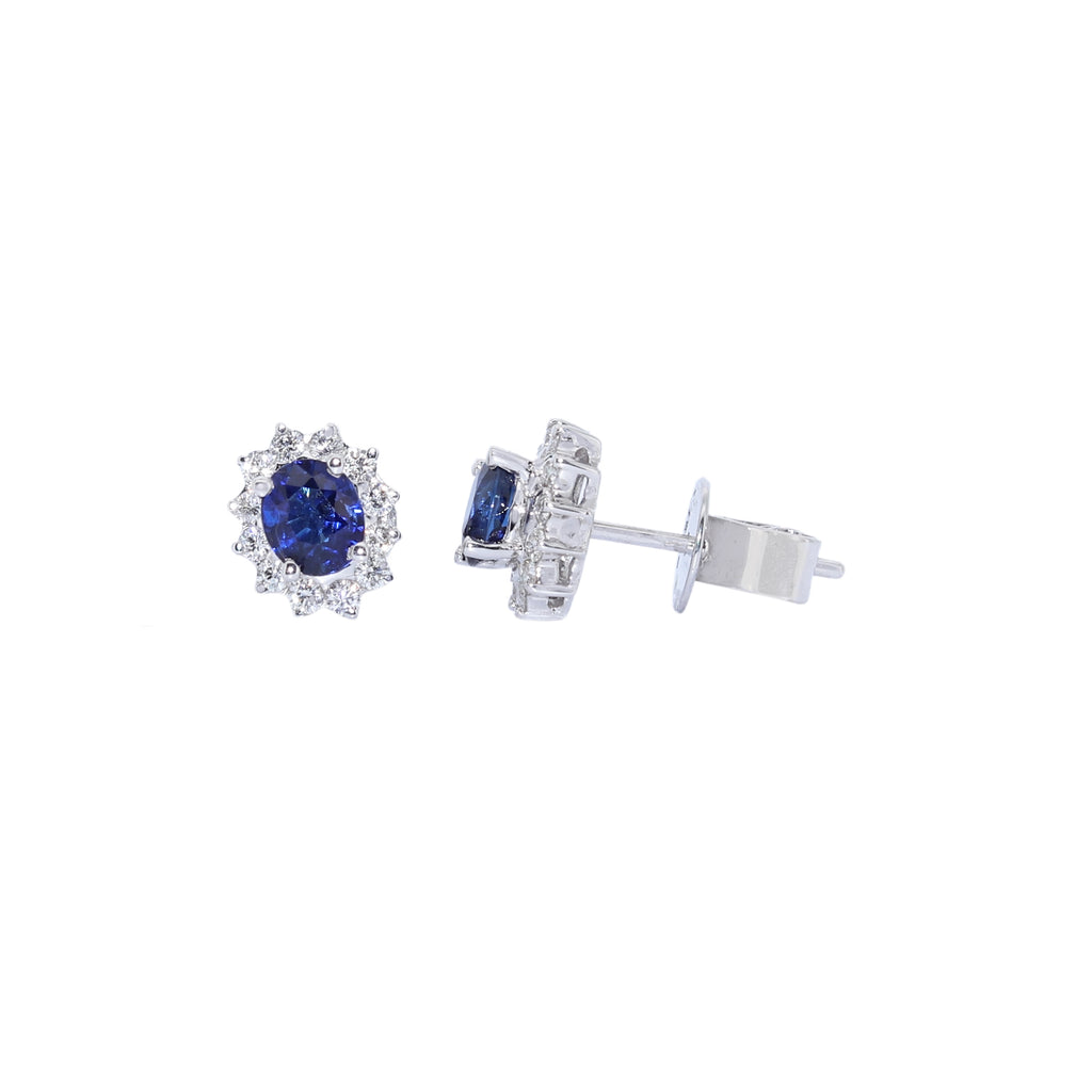 PENDIENTES ORO BLANCO ZAFIRO Y BRILLANTES