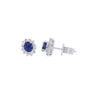 PENDIENTES ORO BLANCO ZAFIRO Y BRILLANTES