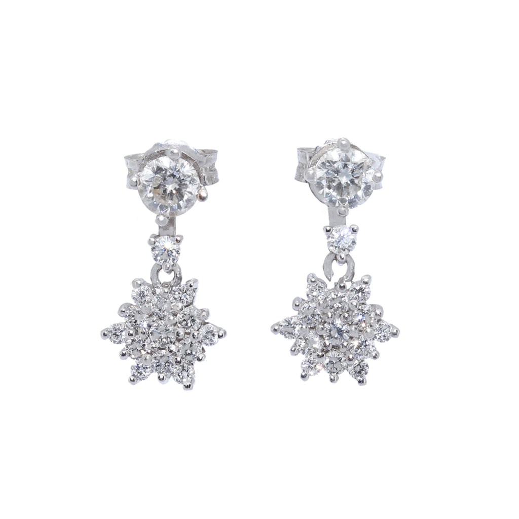 DORMILONAS BRILLANTE 0,33qt X 2 Y PENDIENTES ORO BLANCO Y BRILLANTES ROSETON