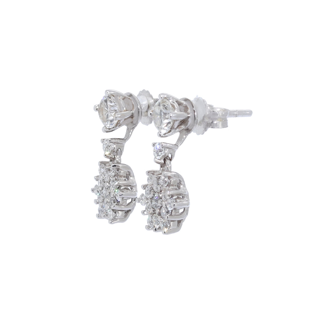 DORMILONAS BRILLANTE 0,33qt X 2 Y PENDIENTES ORO BLANCO Y BRILLANTES ROSETON