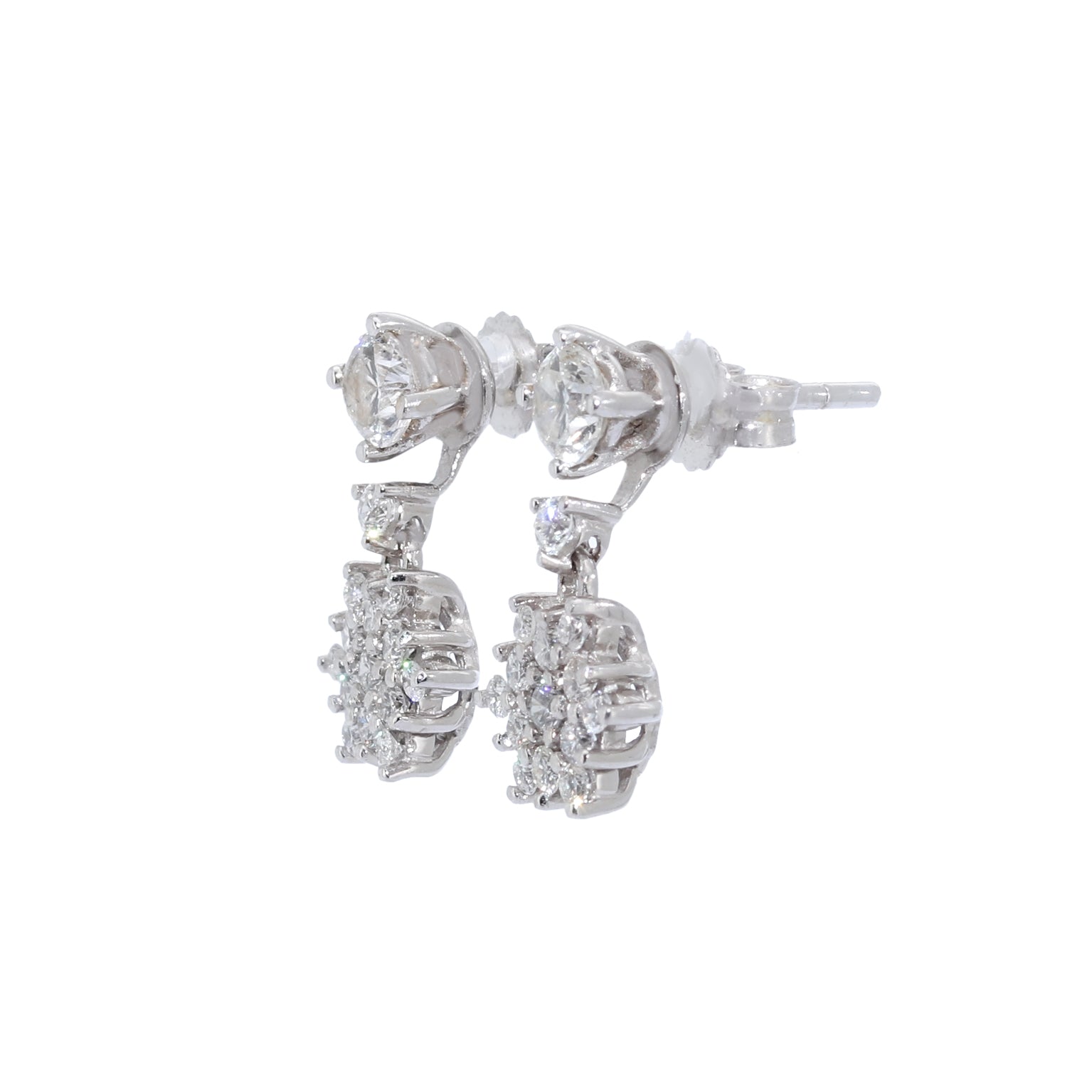 DORMILONAS BRILLANTE 0,33qt X 2 Y PENDIENTES ORO BLANCO Y BRILLANTES ROSETON
