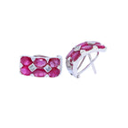 PENDIENTES ORO BLANCO RUBIS Y BRILLANTES