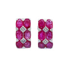 PENDIENTES ORO BLANCO RUBIS Y BRILLANTES
