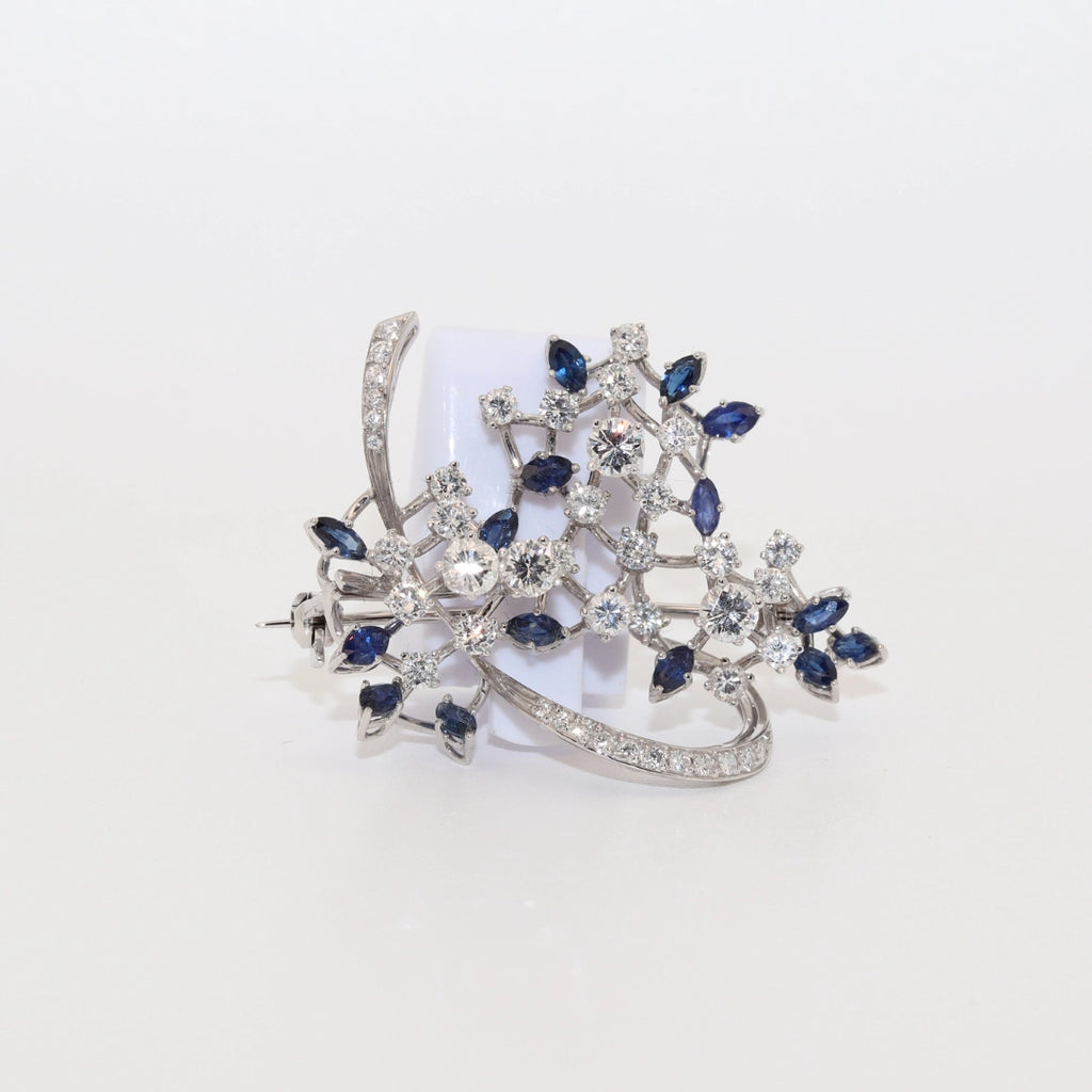 BROCHE ZAFIROS Y BRILLANTES