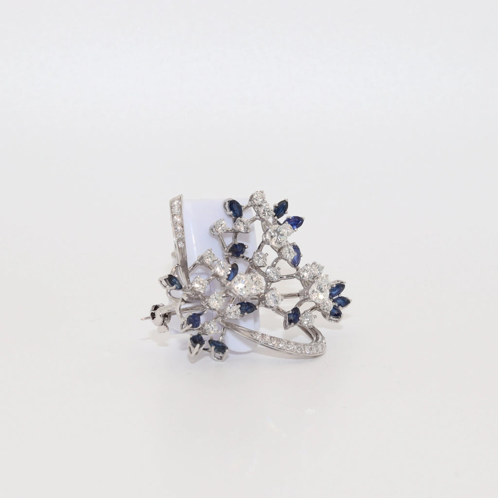 BROCHE ZAFIROS Y BRILLANTES