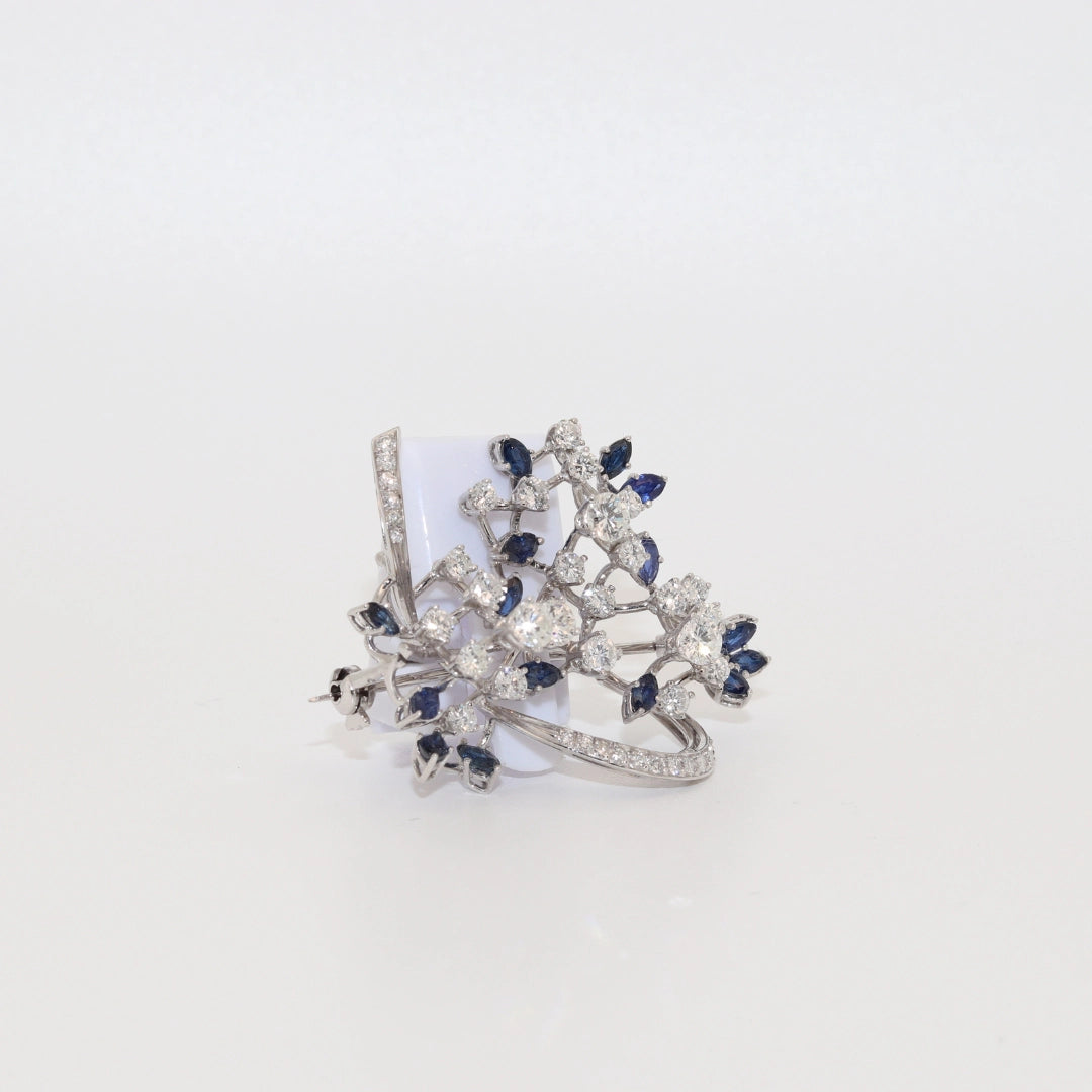BROCHE ZAFIROS Y BRILLANTES
