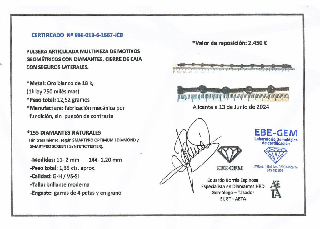 PULSERA ORO BLANCO CON BRILLANTES