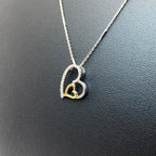 CADENA ORO BLANCO CON DIJE CORAZON CON DIAMANTES