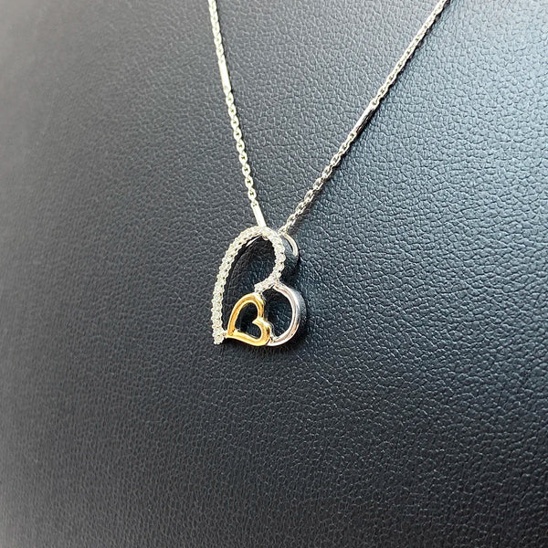 CADENA ORO BLANCO CON DIJE CORAZON CON DIAMANTES