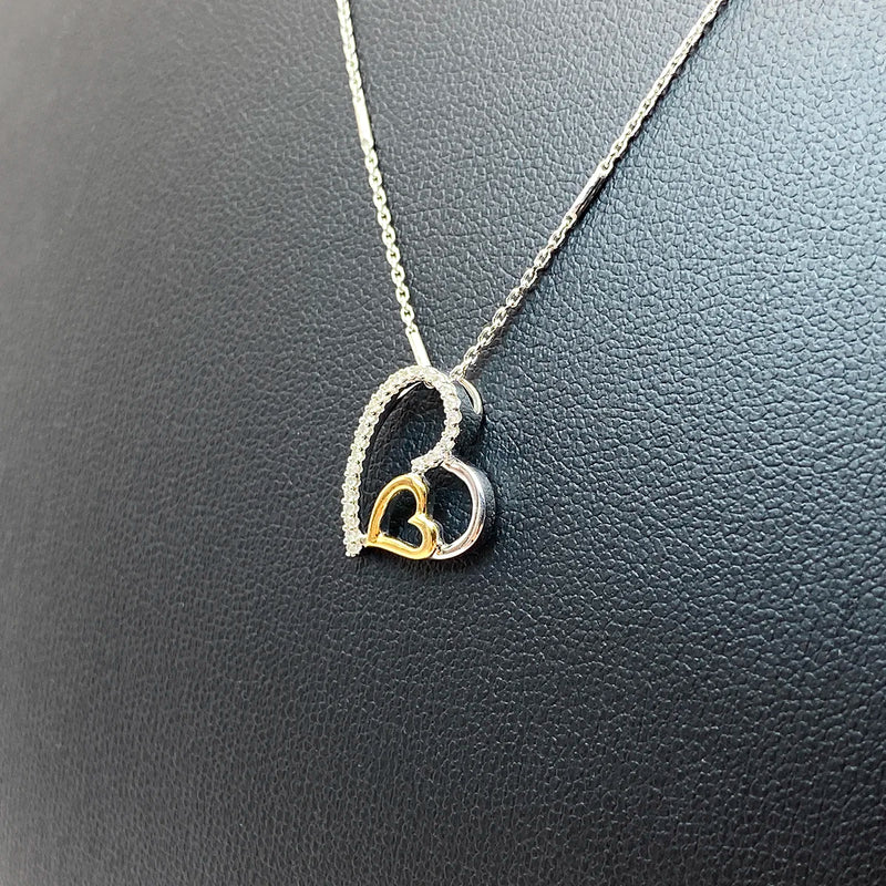 CADENA ORO BLANCO CON DIJE CORAZON CON DIAMANTES