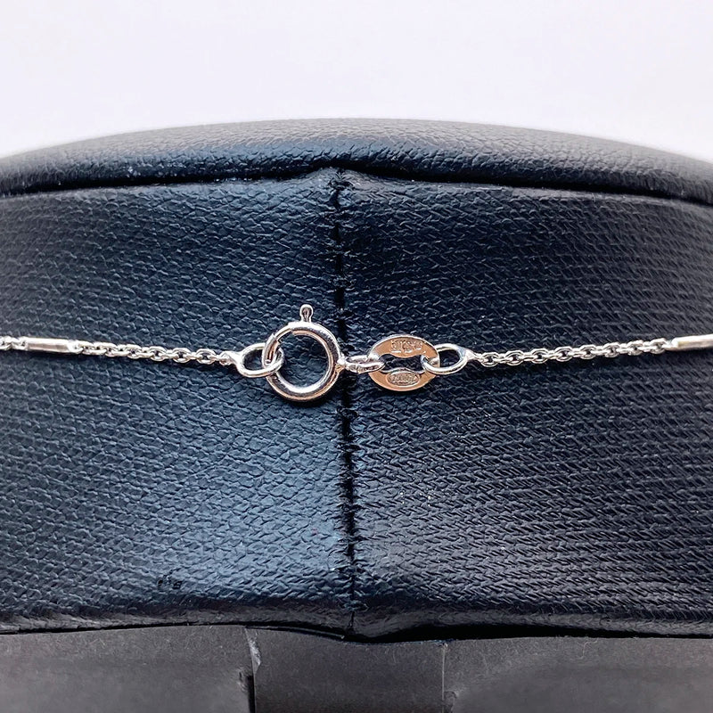 CADENA ORO BLANCO CON DIJE CORAZON CON DIAMANTES