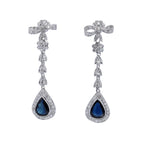 PENDIENTES LARGOS ORO BLANCO CON ZAFIROS Y DIAMANTES