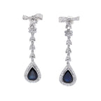 PENDIENTES LARGOS ORO BLANCO CON ZAFIROS Y DIAMANTES