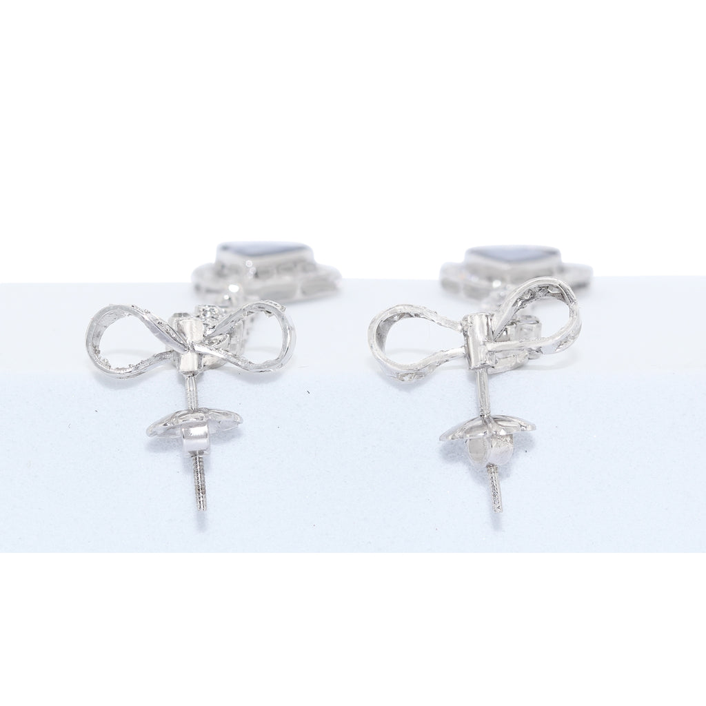 PENDIENTES LARGOS ORO BLANCO CON ZAFIROS Y DIAMANTES