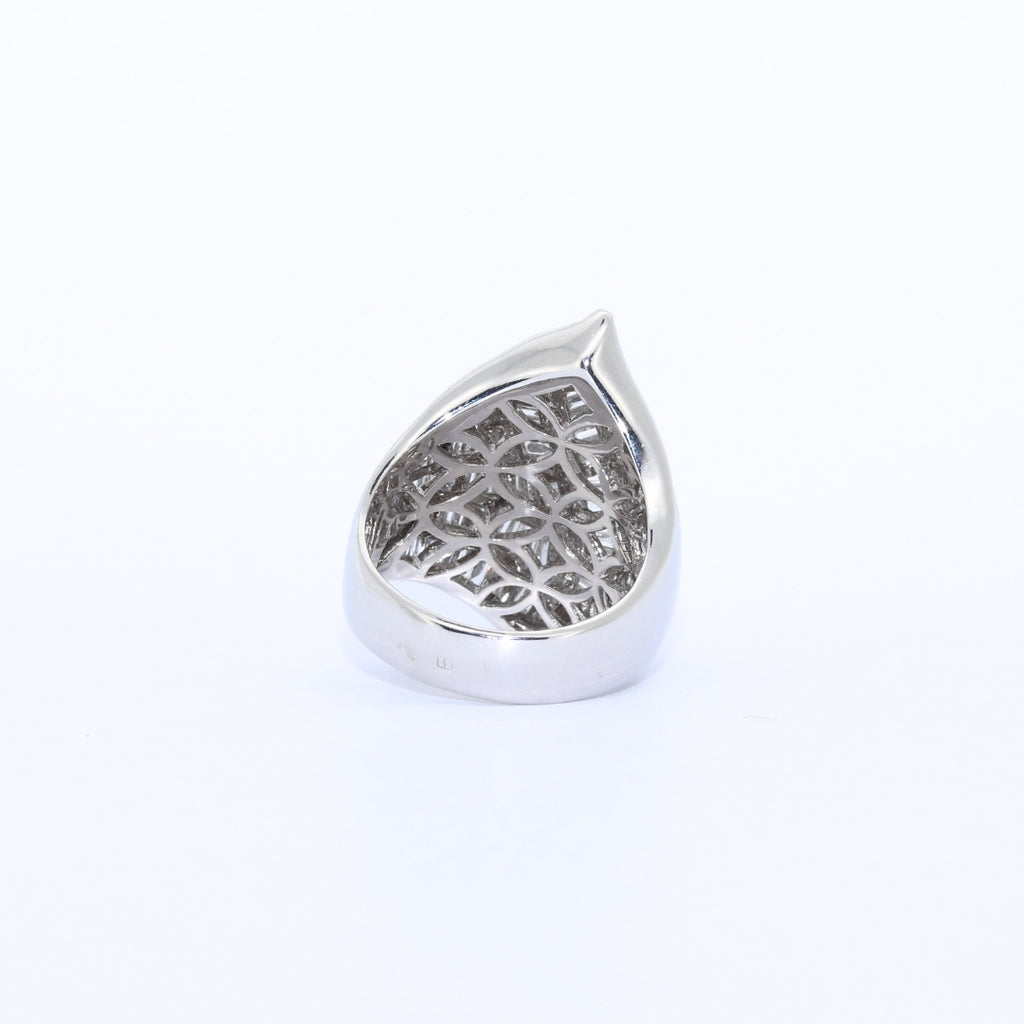 ANILLO CARACOL ORO BLANCO CON DIAMANTES BAGUET
